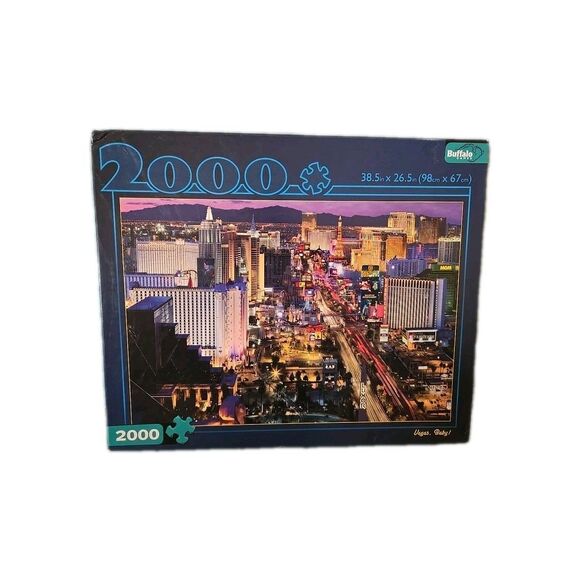 2000 PIECE JIGSAW PUZZLE LAS VEGAS, BABY!  BUFFALO Brand Size 38.5 X 26. 5 City - Picture 1 of 9